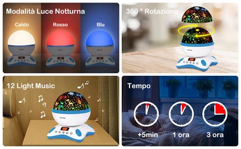 Moredig Lampada Proiettore Stelle Soffitto Bambini Lampada Notturna