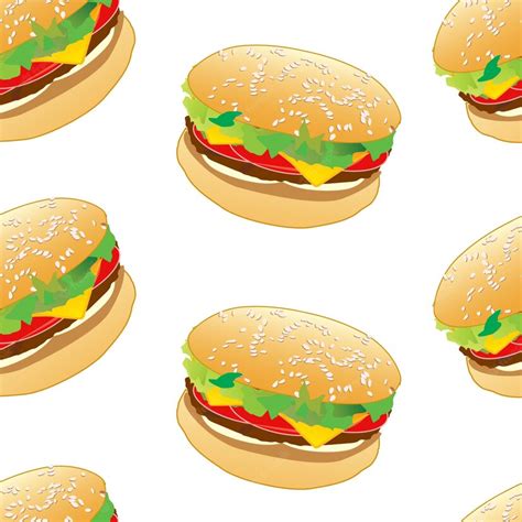 Premium Vector Delicious Burger Seamless Pattern