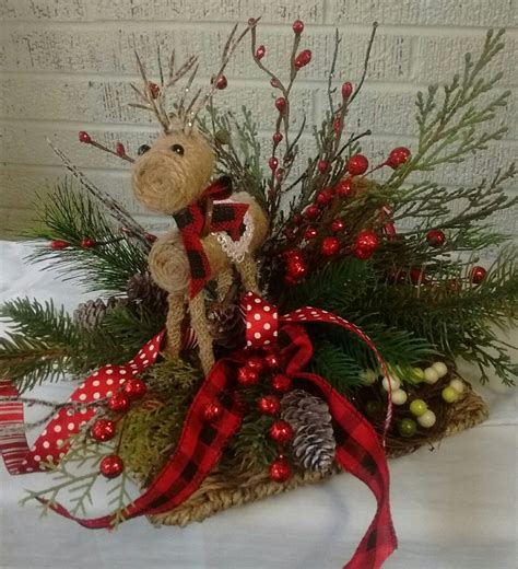 Reindeer Centerpiece Rustic Christmas Table Decor Seasonal Etsy