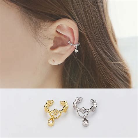 No Piercing Fine Jewelry S925 Sterling Silver Cartilage Flower Ear Cuff