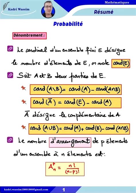 Bac Sc Exp Rimentales Math R Sum Probabilit