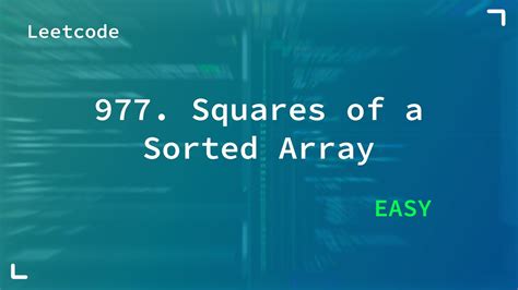 977 Squares Of A Sorted Array Easy Leetcode 977 YouTube