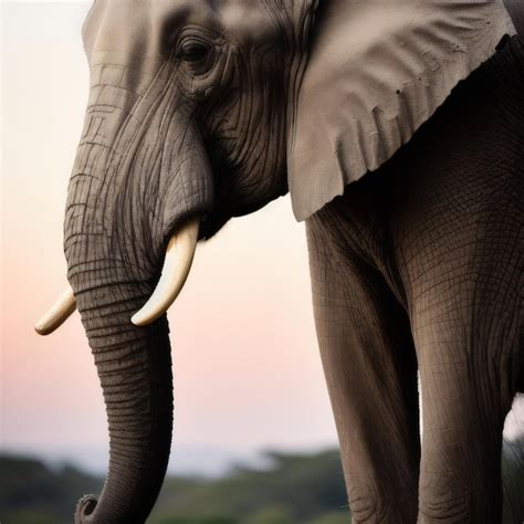 Premium AI Image | An elephant with a large tusk is standing in a field.