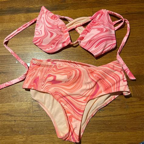 Cute Two Piece Pink Bikini Size Small Y2k Pink Depop