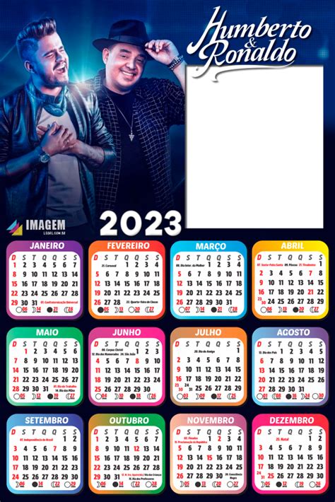 Calendário 2023 Humberto e Ronaldo PNG Moldura Imagem Legal