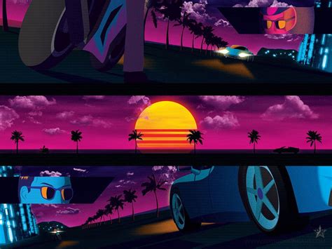 Showdown Art Print Synthwave Vaporwave Outrun 80s Retro Etsy