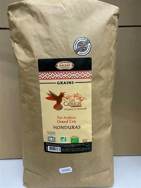 Café Capucas du Honduras bio équitable grain 4kg SALDAC Suisse sarl