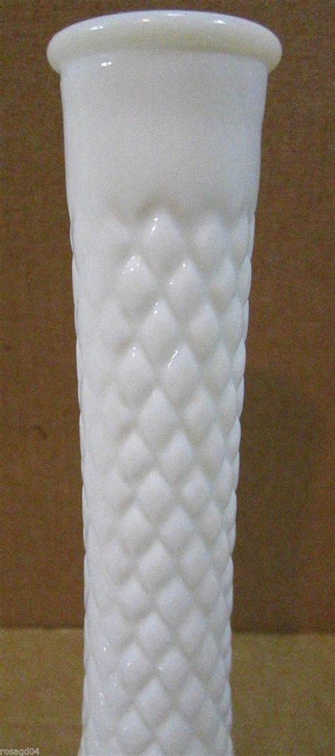 Vintage Hoosier Milk Glass Bud Vases Circa S Diamond Cut Etsy