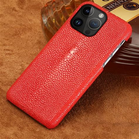 Genuine Stingray Leather Phone Case For Iphone 16 15 12 11 13 14 Pro Max 16pro