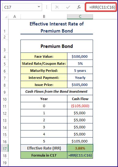 How To Calculate The Effective Interest Rate On Bonds Using Excel 4