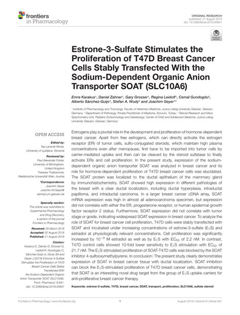 (PDF) Estrone-3-Sulfate Stimulates the Proliferation of T47D Breast ...