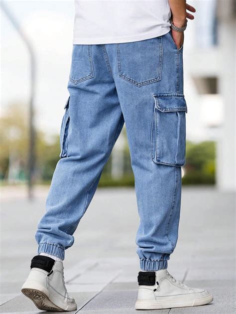 Manfinity Homme Men Letter Patched Flap Pocket Cargo Jeans SHEIN UK