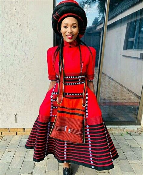 Clipkulture Siwe Sigcawu In Red And Black Xhosa Traditional Umbhaco