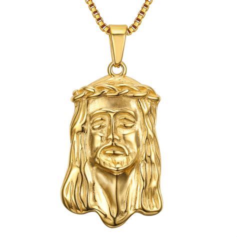 BOBIJOO Jewelry Colgante Cabeza De Jesucristo De Acero De Oro