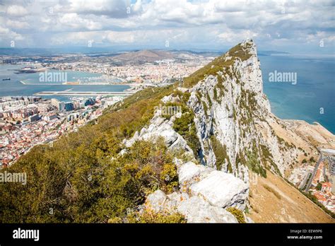 The Peak Top Of The Ridge Of The Rock Of Gibraltar Stock Photo Alamy