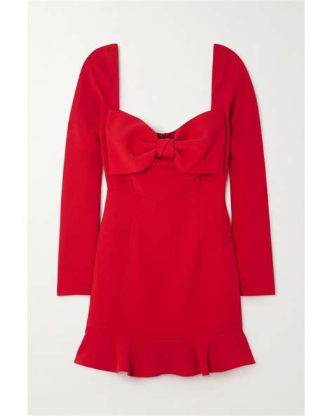 Self Portrait Bow Detailed Ruffled Crepe Mini Dress In Red Lyst