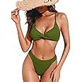 Amazon Zaful Lace Up Bikini For Women Criss Cross Back Bikini Sets With Texture Two Piece