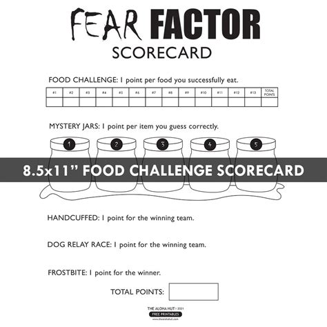 Fear Factor Party Printables The Aloha Hut Free Printables Fear