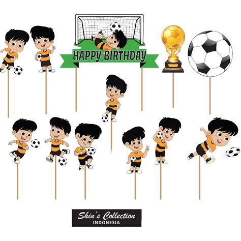 Jual Cake Topper Soccer Sepak Bola Cartoon Set Isi Pc Shopee Indonesia