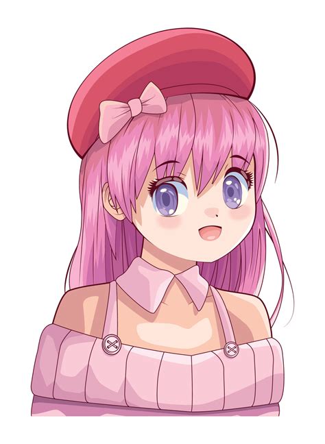 girl wearing beret anime 10463842 Vector Art at Vecteezy