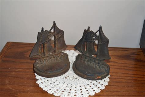 Antique Cast Iron Ship Bookends - Etsy