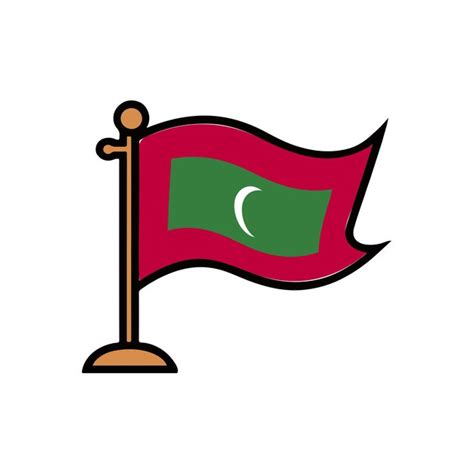 Premium Vector Waving Maldives Flag Icon With Wooden Flagpole