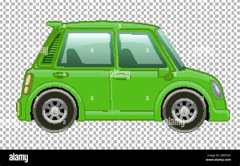 Small Green Car On Transparent Background Illustration Stock Vector