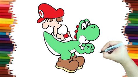 Como Dibujar A Yoshi Con Baby Mario Paso A Paso Y Muy Facil Youtube