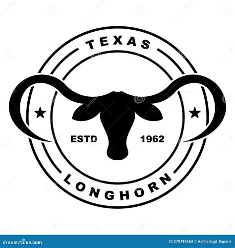 Texas Longhorn Country Western Bull Cattle Vintage Retro Logo Stock