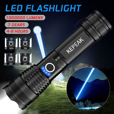 Super Bright Xhp Cob Led Tactical Flashlight Rechargeable Powerful