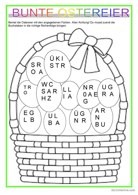 Bunte Ostereier Farben Aufw Rm Un Deutsch Daf Arbeitsbl Tter Pdf Doc
