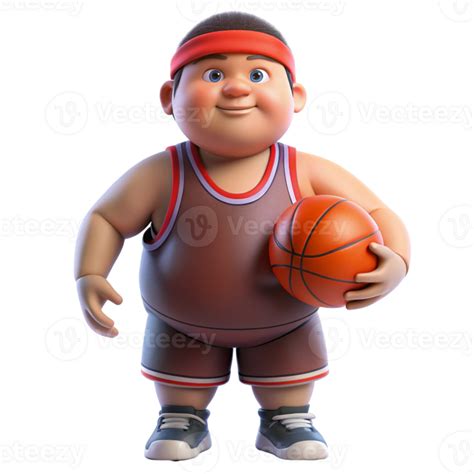 aigenerated cartoon fat basketball player holding a basketball 48804408 PNG