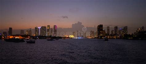 Evening View Over Downtown Miami With Its Colorful Skyline Miami