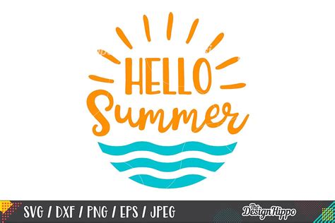 Hello Summer SVG Beach Waves Sunshine SVG PNG DXF Files