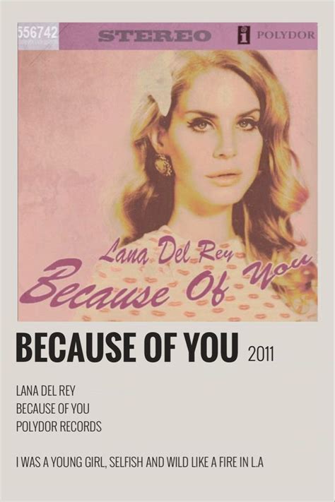 Lana Del Rey Unreleased Because Of You Minimalist Poster Lana Del Rey