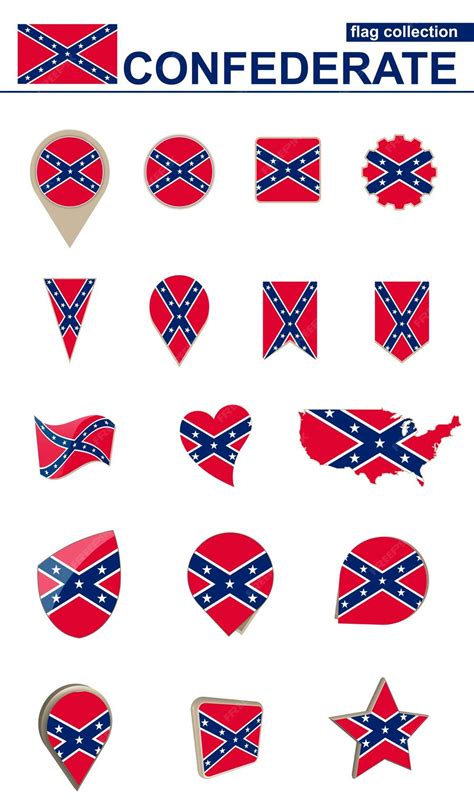 Premium Vector | Confederate flag collection big set for design