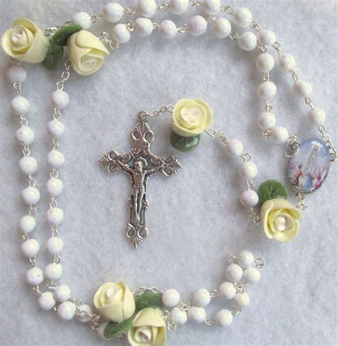 Rosary Beads On Roses Handmade Clay Rose And Bead Rosaryour Lady Of By Beckyarganbright