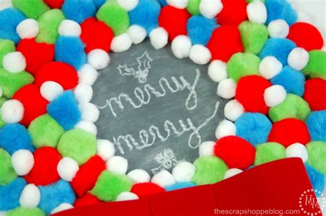 Holiday Pom Pom Chalkboard Wreath Design Dazzle