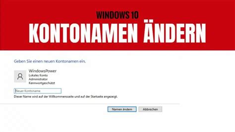 Windows 10 Benutzernamen ändern