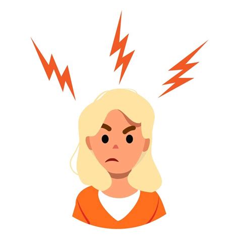 Premium Vector Angry Woman Face With Lightning Vector Flat Character Negative Emotions Concept