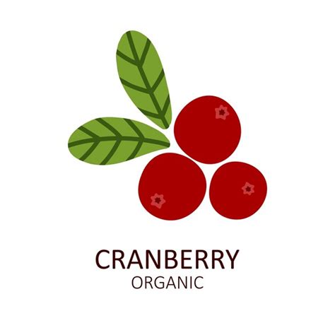 Cranberry Logo Handgezeichnete Waldbeere Cartoon Isolierte