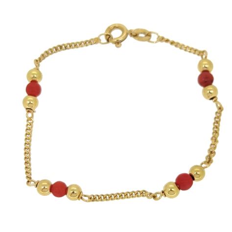 18 Carati Oro Giallo Bracciale Coralli Rossi Del Catawiki