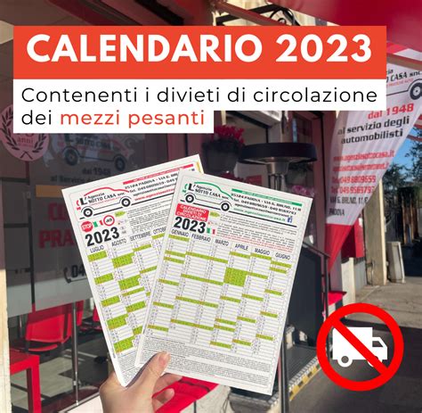 Calendario Divieti Di Circolazione Stradale Veicoli Pesanti Anno