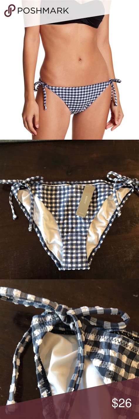 J Crew Navy White Bikini Bottom Brand New J Crew Gingham Navy And