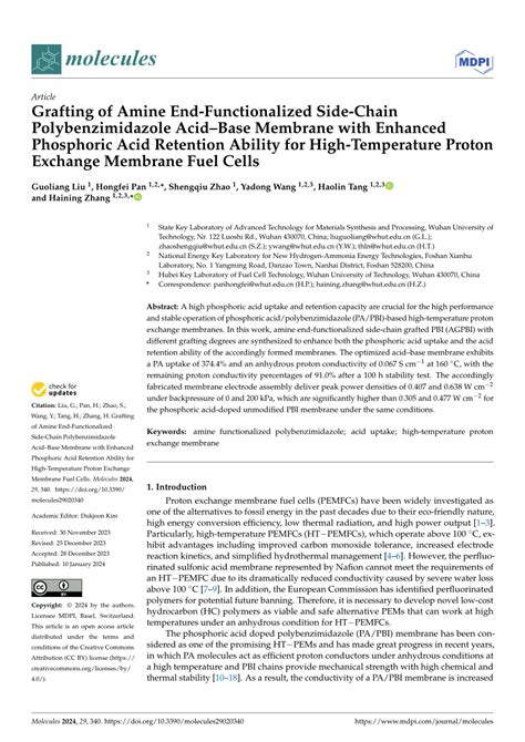 PDF Grafting Of Amine End Functionalized Side Chain Polybenzimidazole