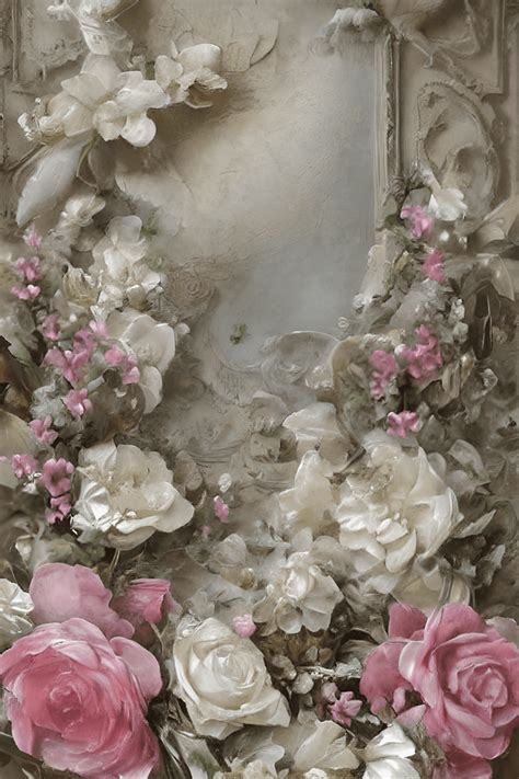 Shabby Chic Cream Ivory And Shabby Chic Pink Flowers Leaves Graphic · Creative Fabrica