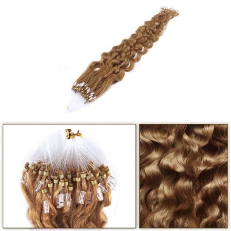 Micro Loop Curly Hair Extensions Golden Brown Buy Micro Loop