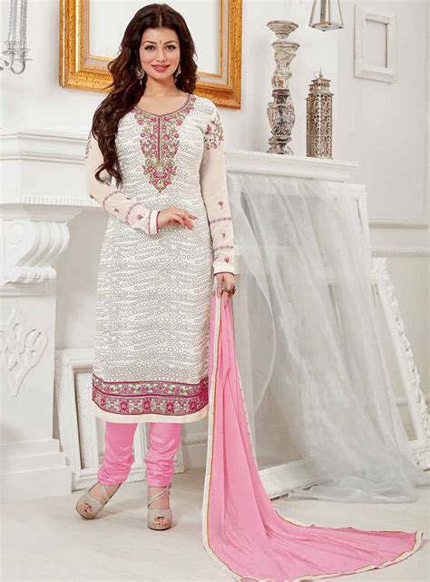 Ayesha Takia Off White Georgette Kameez With Churidar