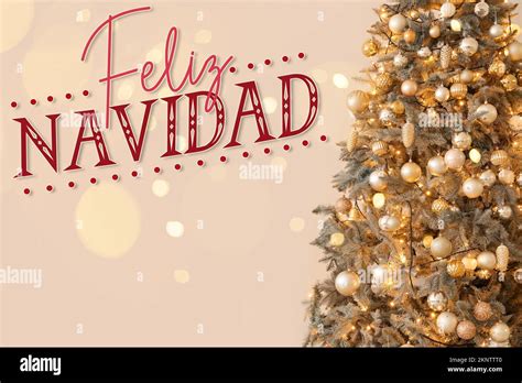 Carte De Voeux Avec Sapin D Cor Et Texte Feliz Navidad Espagnol Pour