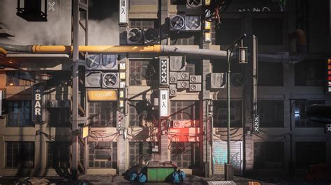 D Model Cyberpunk Environment Kitbash Set Vr Ar Low Poly Cgtrader